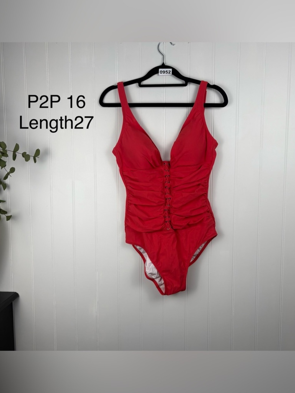 Profile by Gottex Red Ruched Lace-Up One Piece Swimsuit | Resort Core Minimal 8D